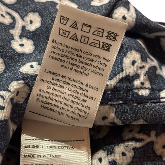 UNTUCKit Shirt Men's Medium S/S Slim Blue White Floral Azal Button Up Cotton - Picture 6 of 7